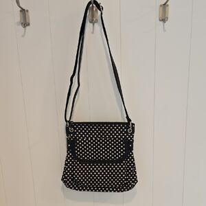 Gal Polka Dot Black & White Crossbody Bag